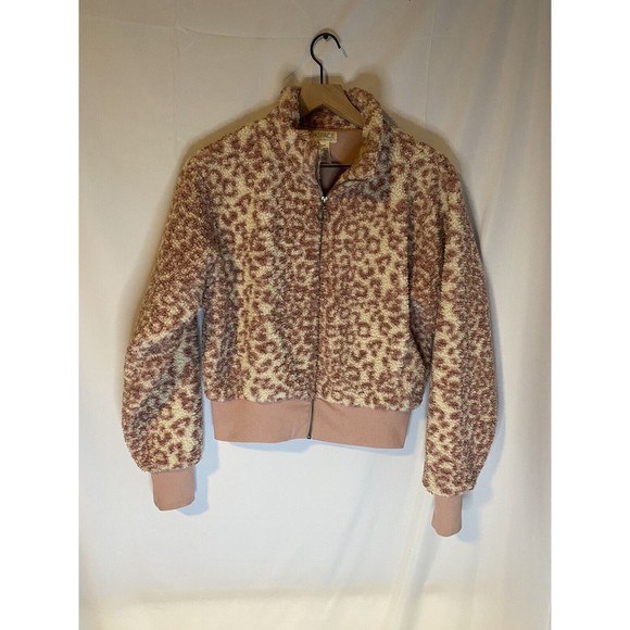 L*Space Jackets & Blazers - L*Space Pink Animal Print Sherpa Zip Up Jacket Size M